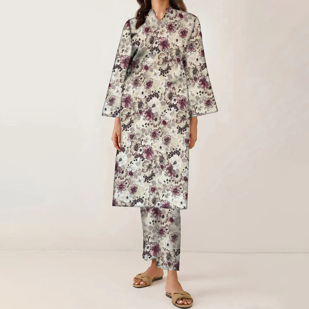 2PC- Unstitched Digital Printed Linen Suit PW9485