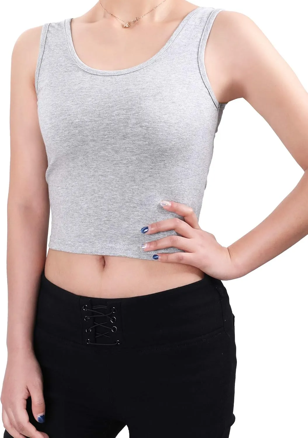 4 Pieces Women Basic Crop Tank Top Short Sleeveless Sports Crop Top