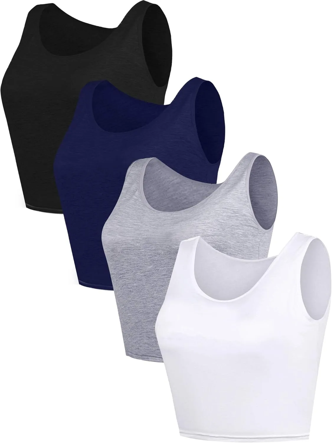 4 Pieces Women Basic Crop Tank Top Short Sleeveless Sports Crop Top