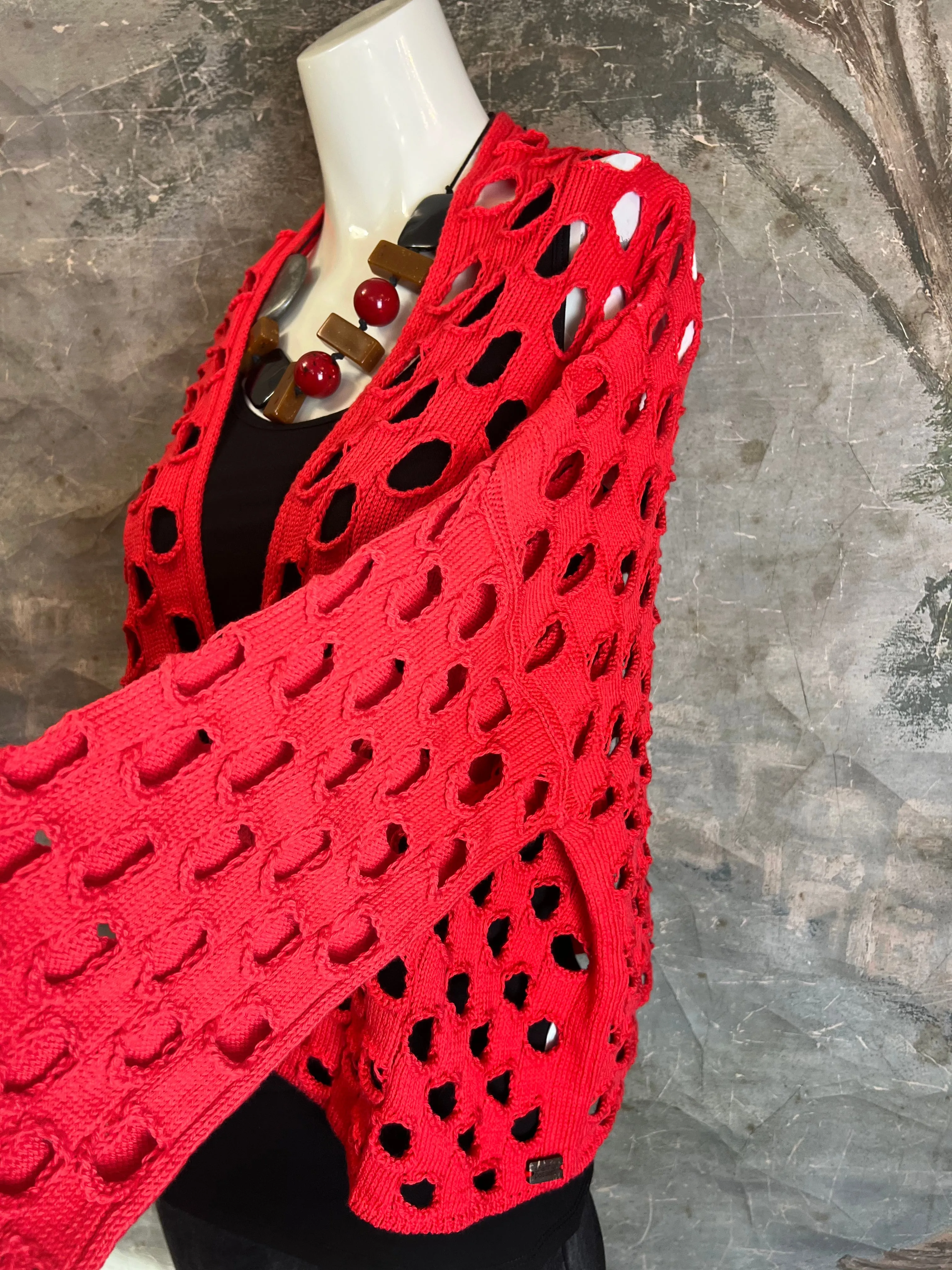 5200 Holiday Knit Cardi-Cherry