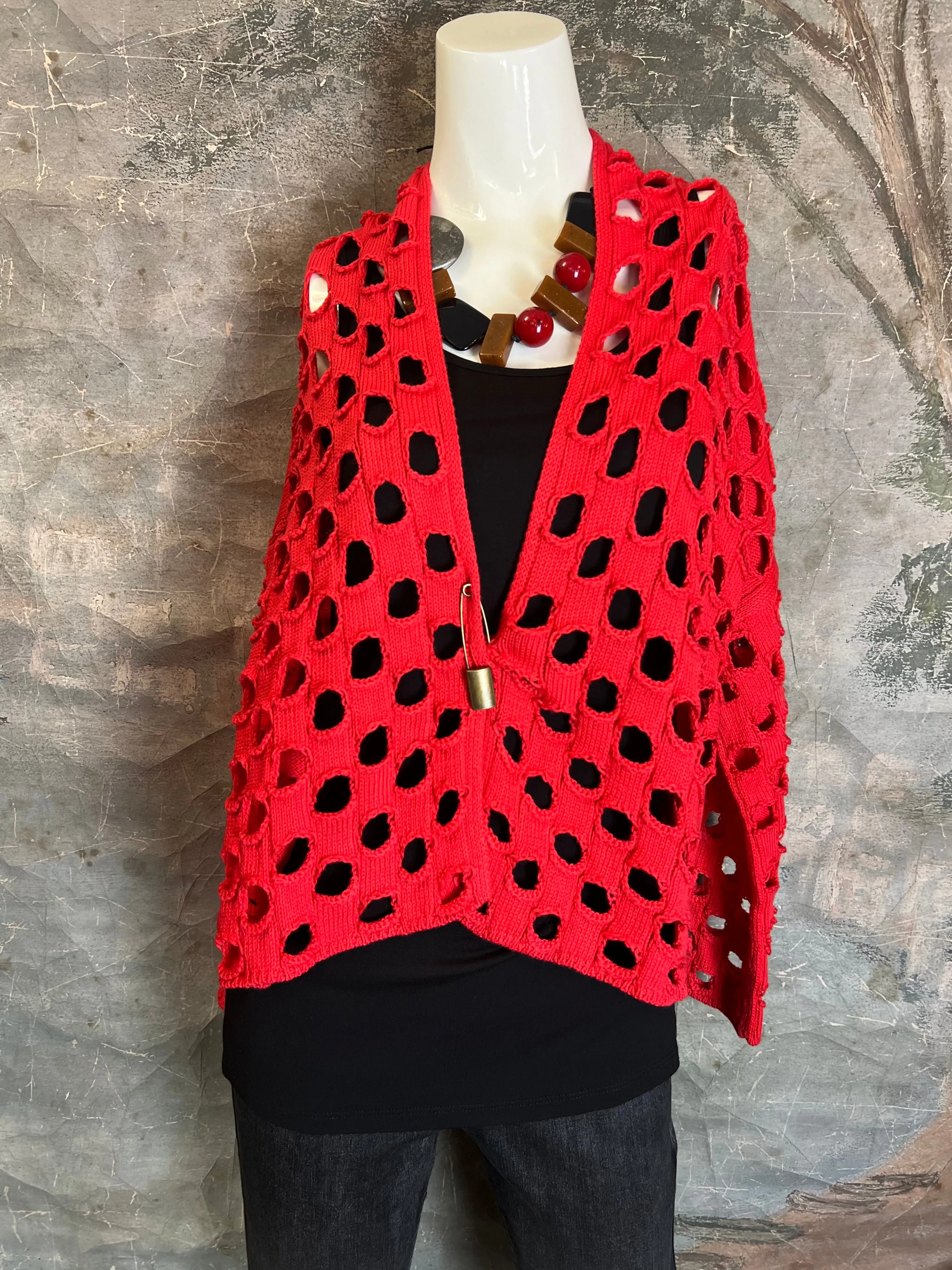 5200 Holiday Knit Cardi-Cherry