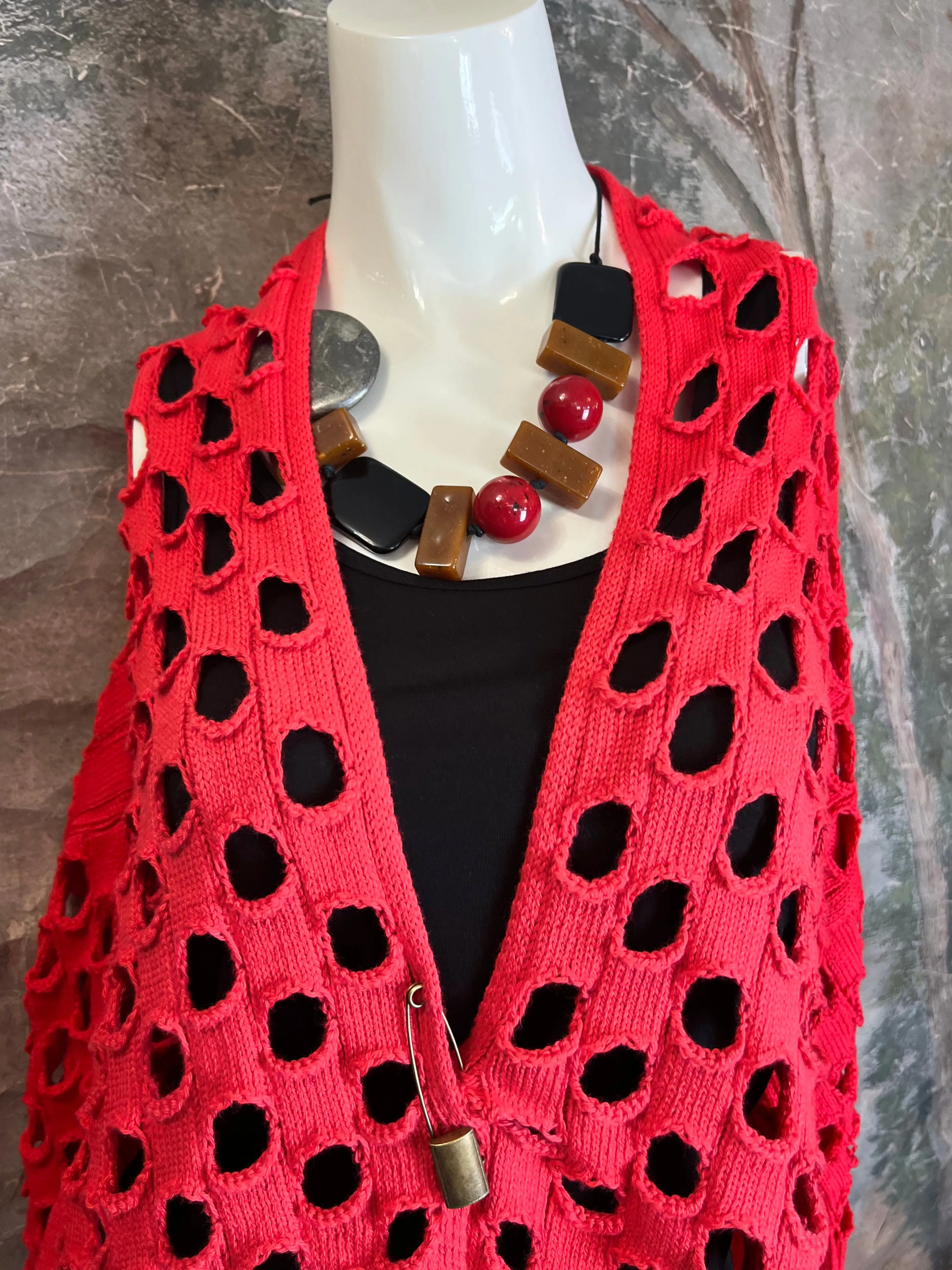 5200 Holiday Knit Cardi-Cherry