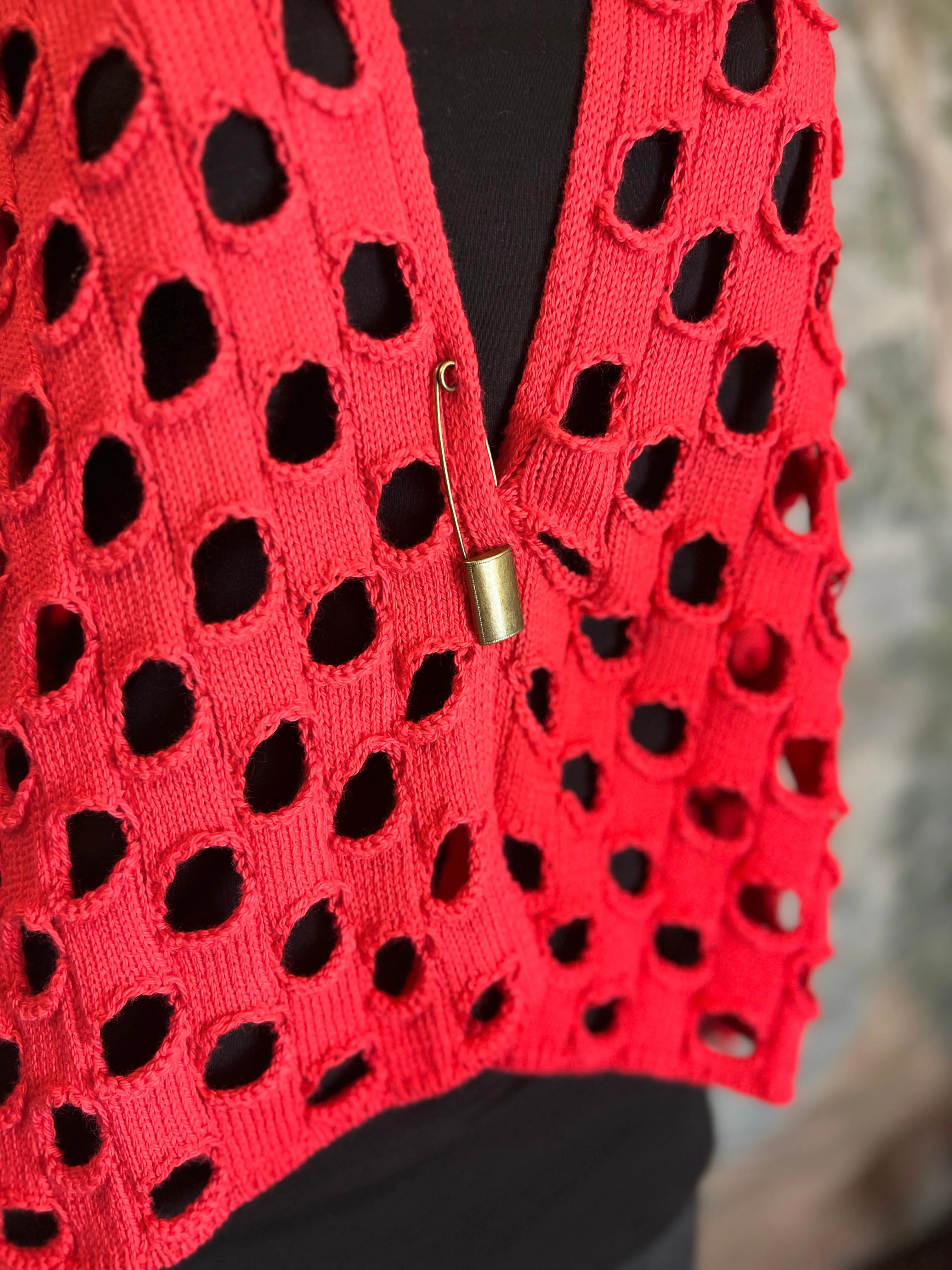 5200 Holiday Knit Cardi-Cherry