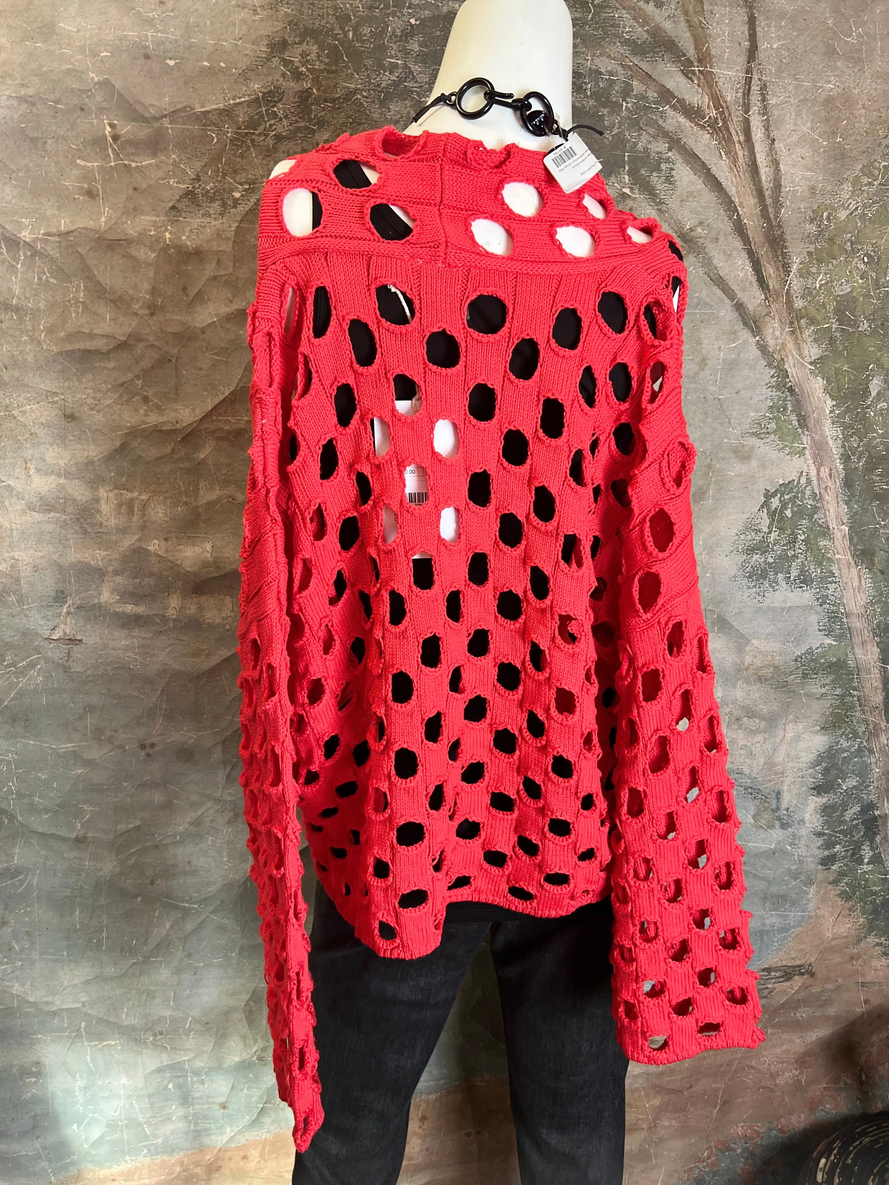 5200 Holiday Knit Cardi-Cherry