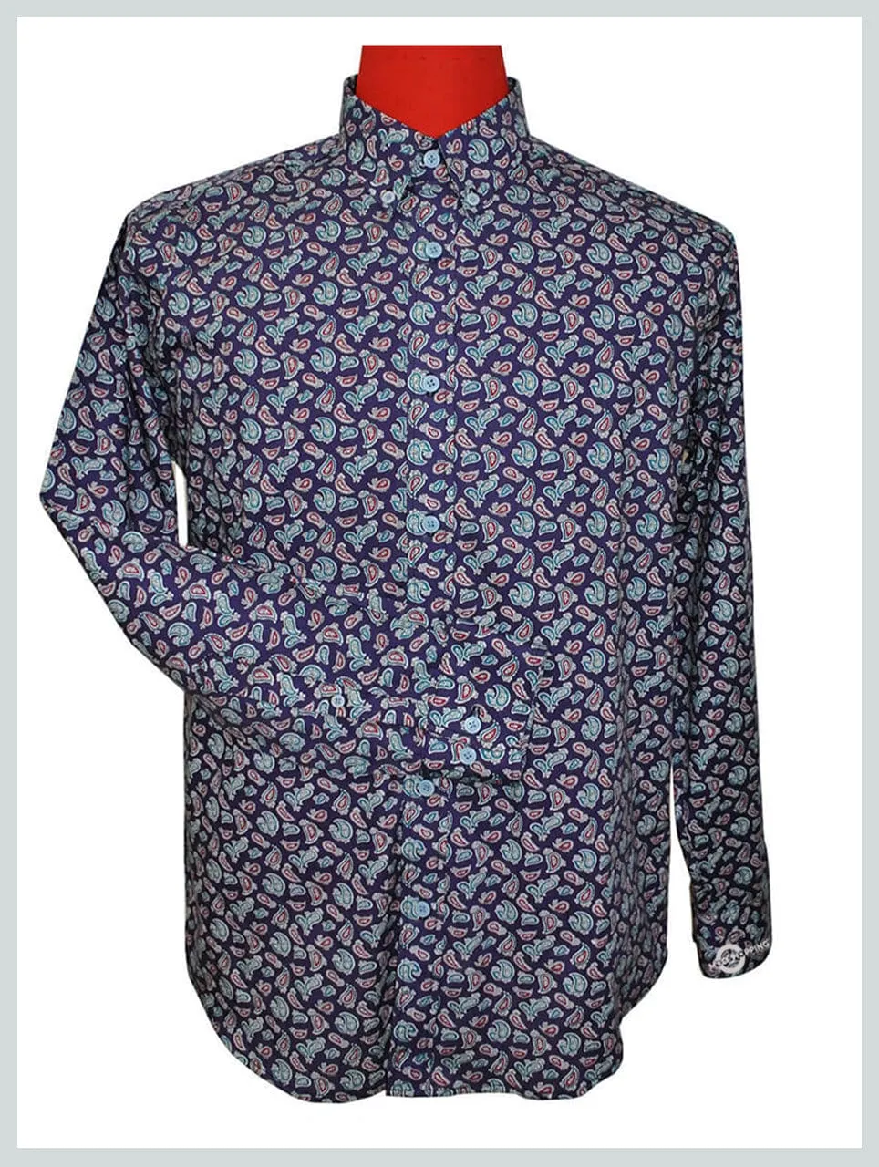 60s Mod Style Purple Paisley Shirt