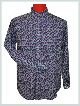 60s Mod Style Purple Paisley Shirt