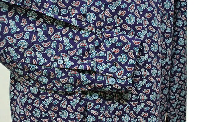 60s Mod Style Purple Paisley Shirt
