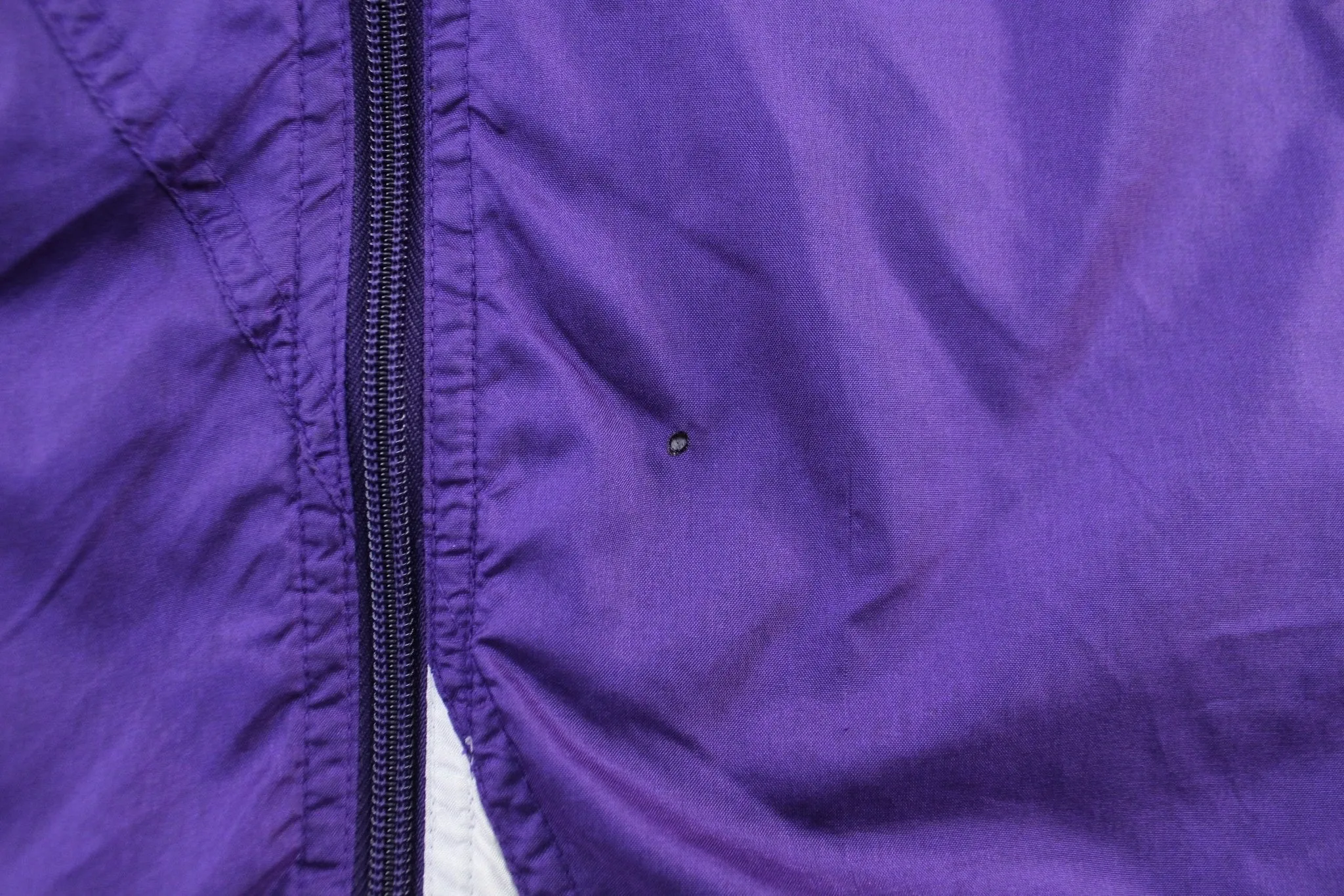 90's Adidas Embroidered Logo White & Purple Striped Zip Up Jacket