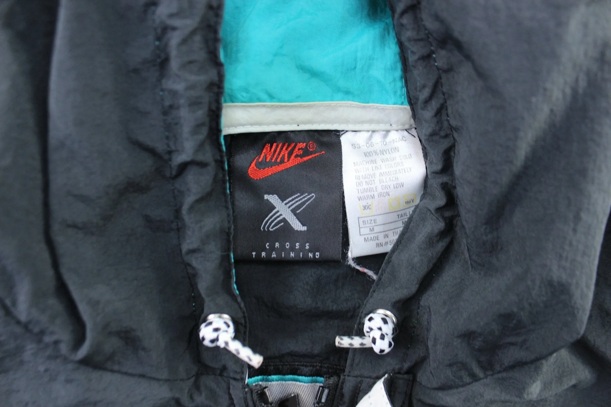 90's Nike Cross Training White, Black, & Turquoise Windbreaker Jacket