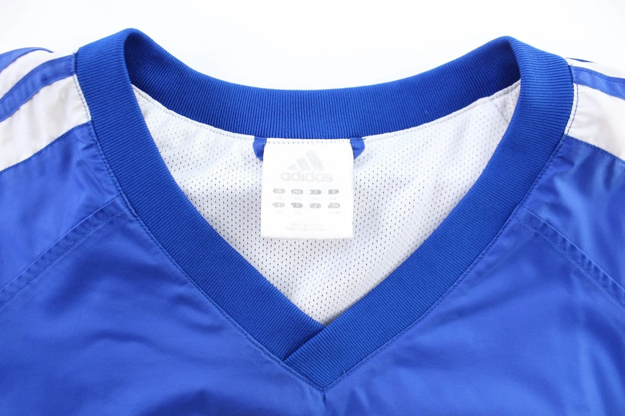 Adidas Embroidered Logo Blue & White Striped Windbreaker Pullover