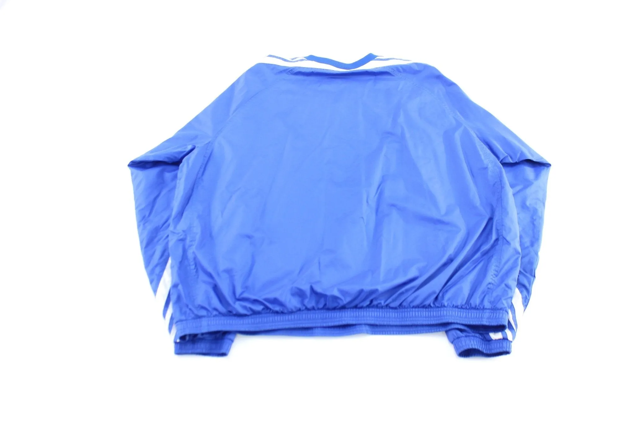 Adidas Embroidered Logo Blue & White Striped Windbreaker Pullover