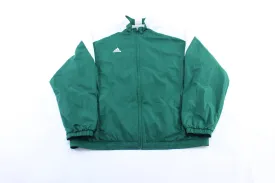 Adidas Embroidered Logo Green & White Striped Zip Up Jacket
