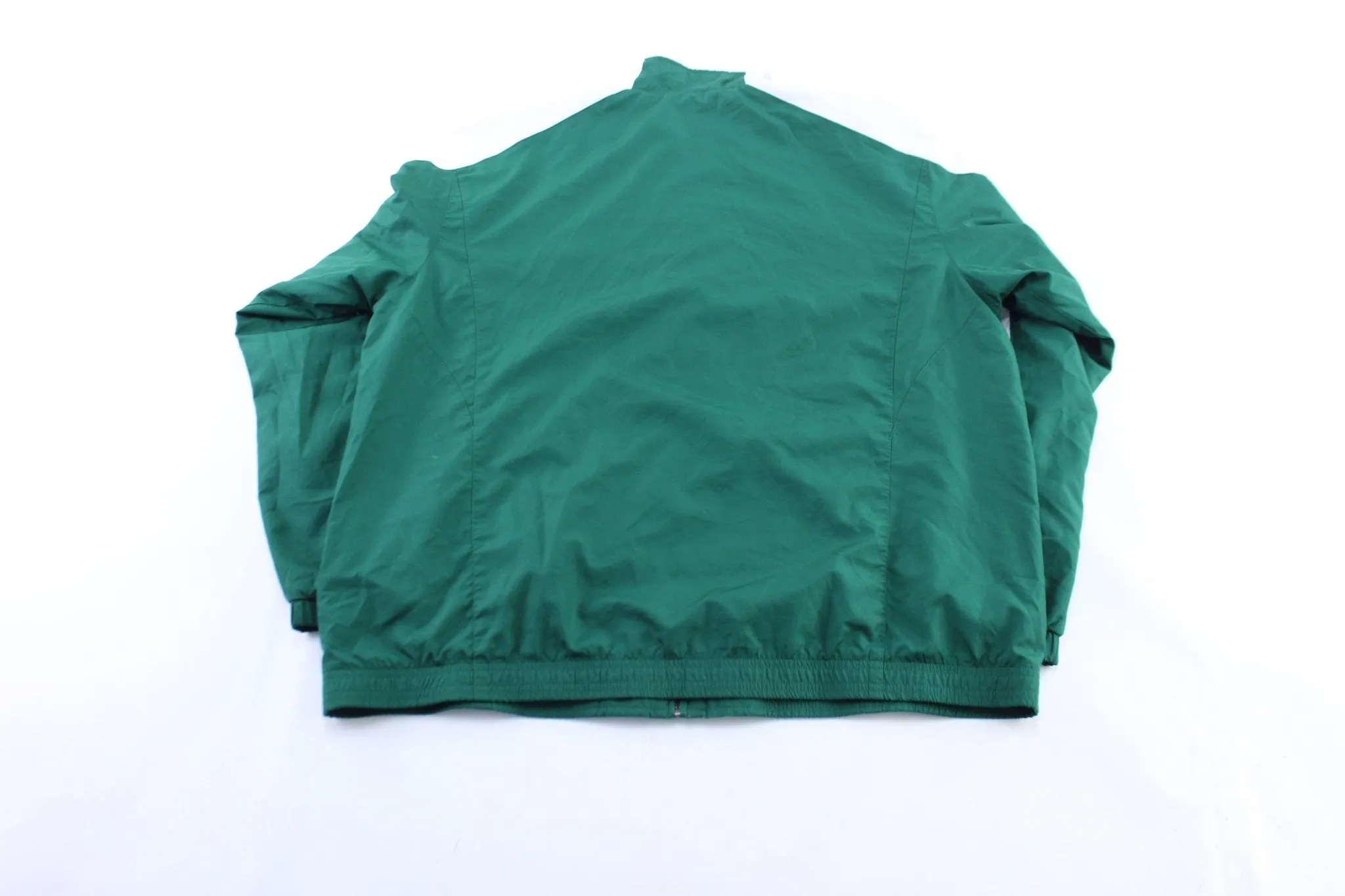 Adidas Embroidered Logo Green & White Striped Zip Up Jacket