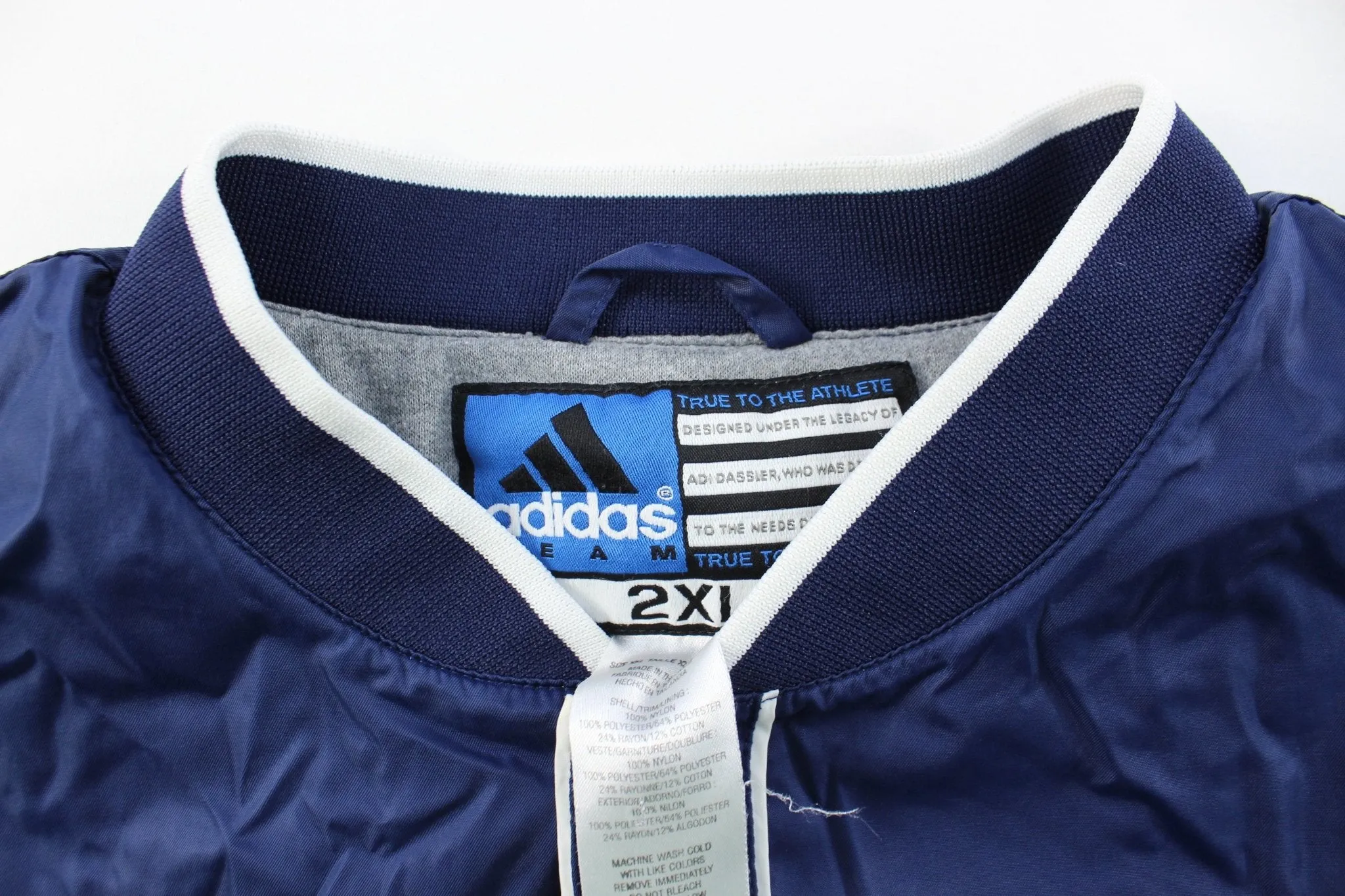 Adidas Embroidered Logo Navy Blue & White Striped Pullover Jacket