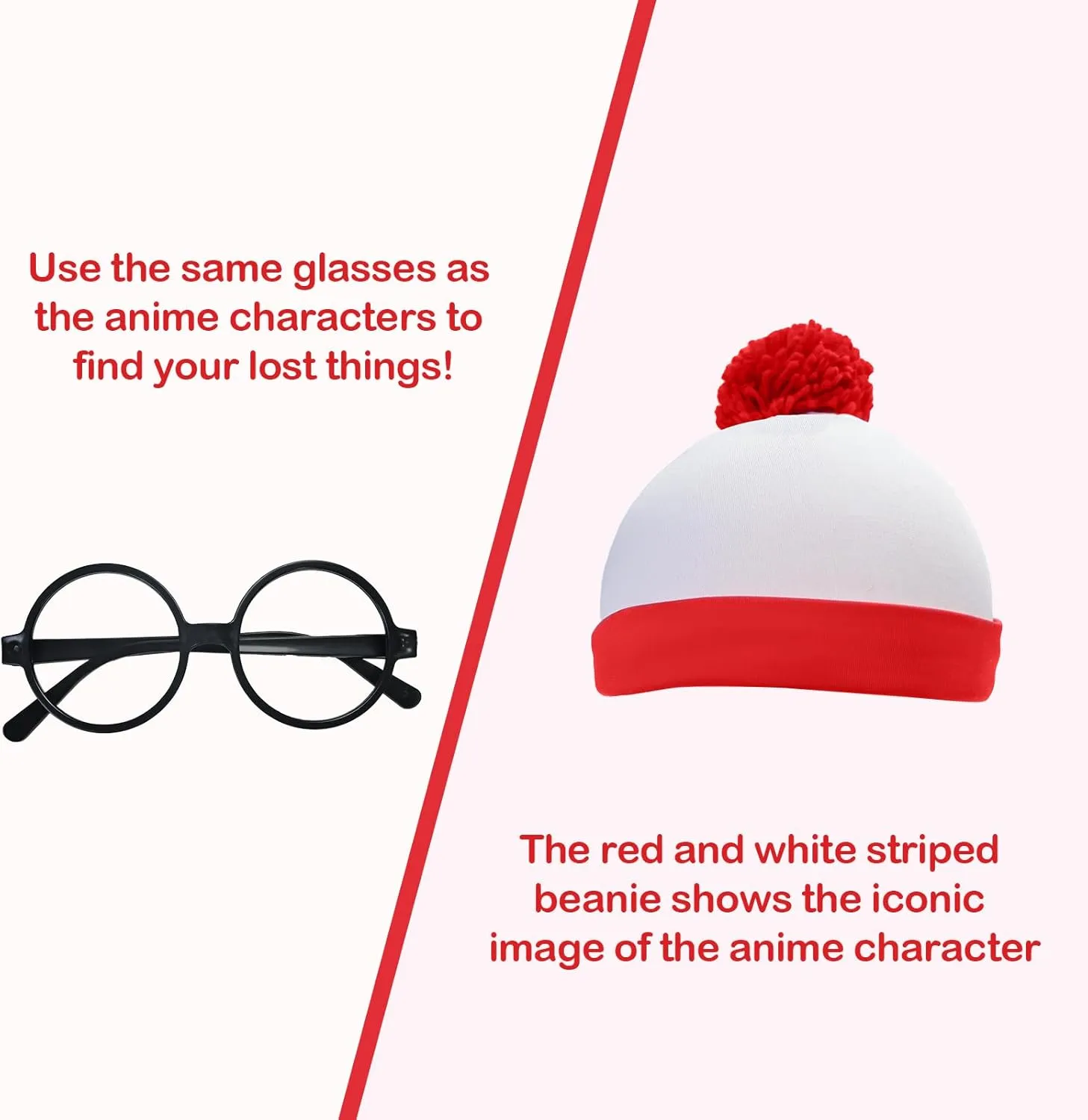 Adult Red and White Striped Shirt Men Funny Halloween Costumes Shirt Hat Socks and Glasses Suits