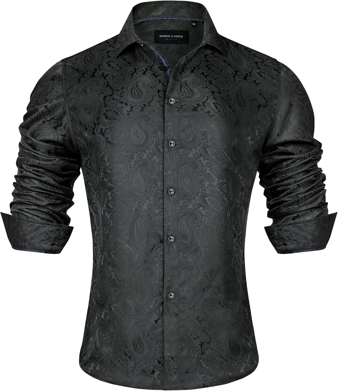 Alimens & Gentle Mens Paisley Shirts Dress Shirt for Men Western Cowboy Shirt Long Sleeve Button Down Shirt Wedding Party