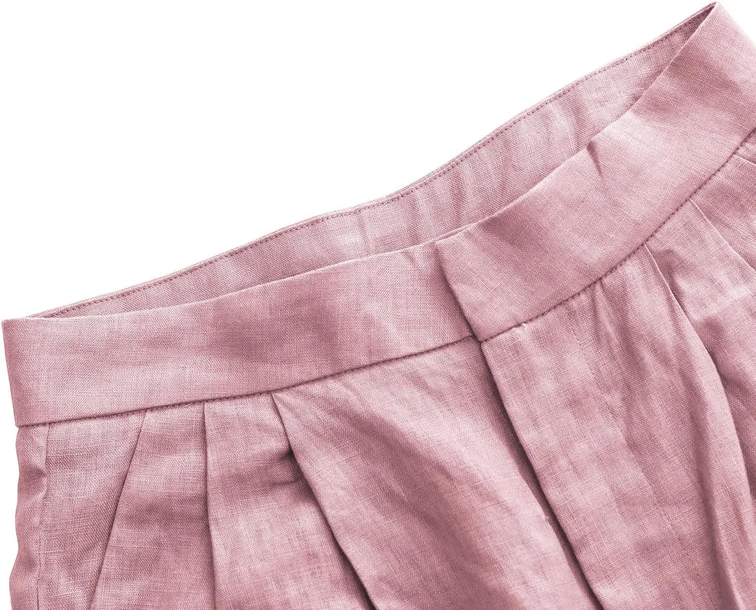 Amazhiyu Women's Linen Ankle Pants Pleated Front Wide Leg Straight Cropped Trouser