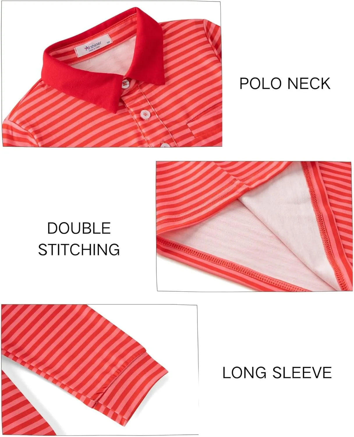 Arshiner Boy's Long Sleeve Plaid Trim Polo Shirt School Uniform Shirt with Pocket for 4-12 Years