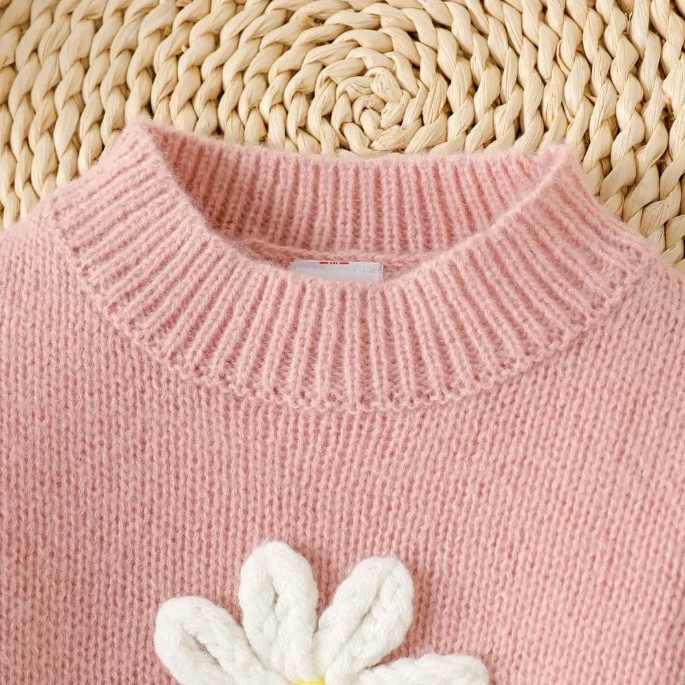 Baby Girl Flower Design Long-sleeve Knitted Pullover Sweater 20491468