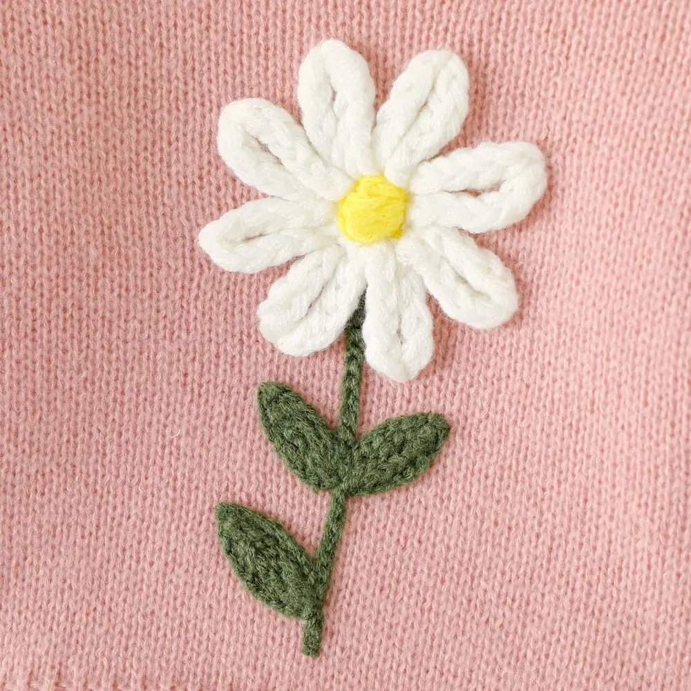 Baby Girl Flower Design Long-sleeve Knitted Pullover Sweater 20491468