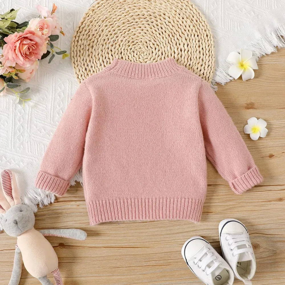 Baby Girl Flower Design Long-sleeve Knitted Pullover Sweater 20491468