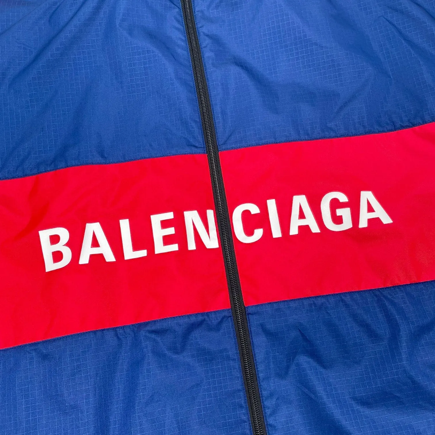 Balenciaga Color Block Logo Windbreaker Jacket Blue Red