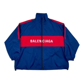 Balenciaga Color Block Logo Windbreaker Jacket Blue Red