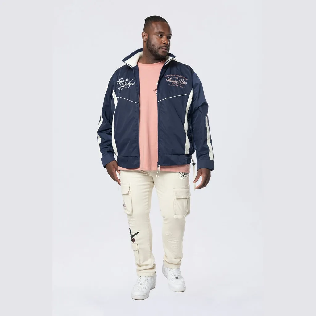 Big and Tall - Colorblock Windbreaker Jacket - Navy