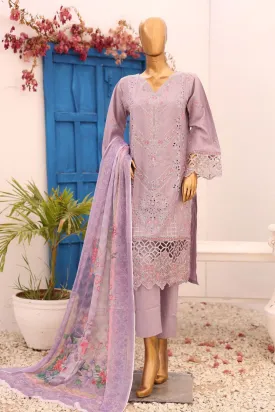 Bin Saeed Stitched 3 Piece Luxury Emb Lawn Collection'2024-LF-743-Lilac