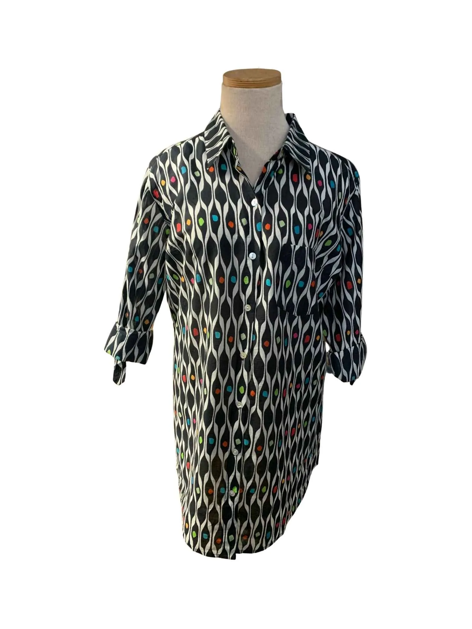 Black and Multi Pebbles KikiSol Boyfriend Shirt