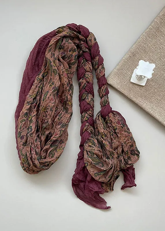Bohemian Yellow Green Print Wrinkled Cotton Scarf ML2323