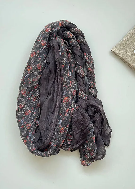 Bohemian Yellow Green Print Wrinkled Cotton Scarf ML2323