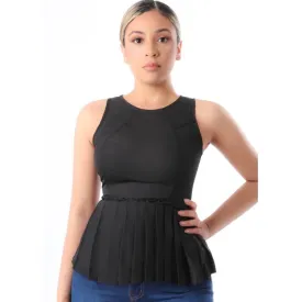 Chic Sleeveless Medium Top with Ruffled Bottom