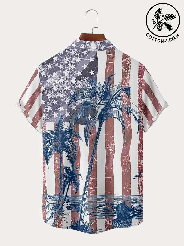 Coofandy Hawaiian Graphic Cotton Linen Shirt