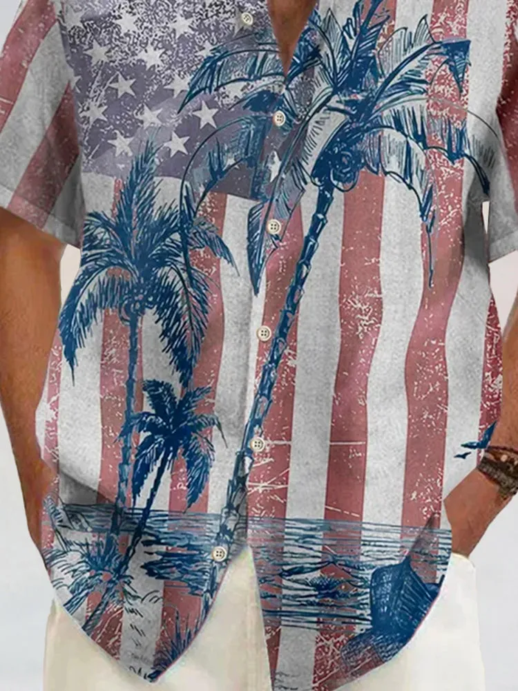 Coofandy Hawaiian Graphic Cotton Linen Shirt
