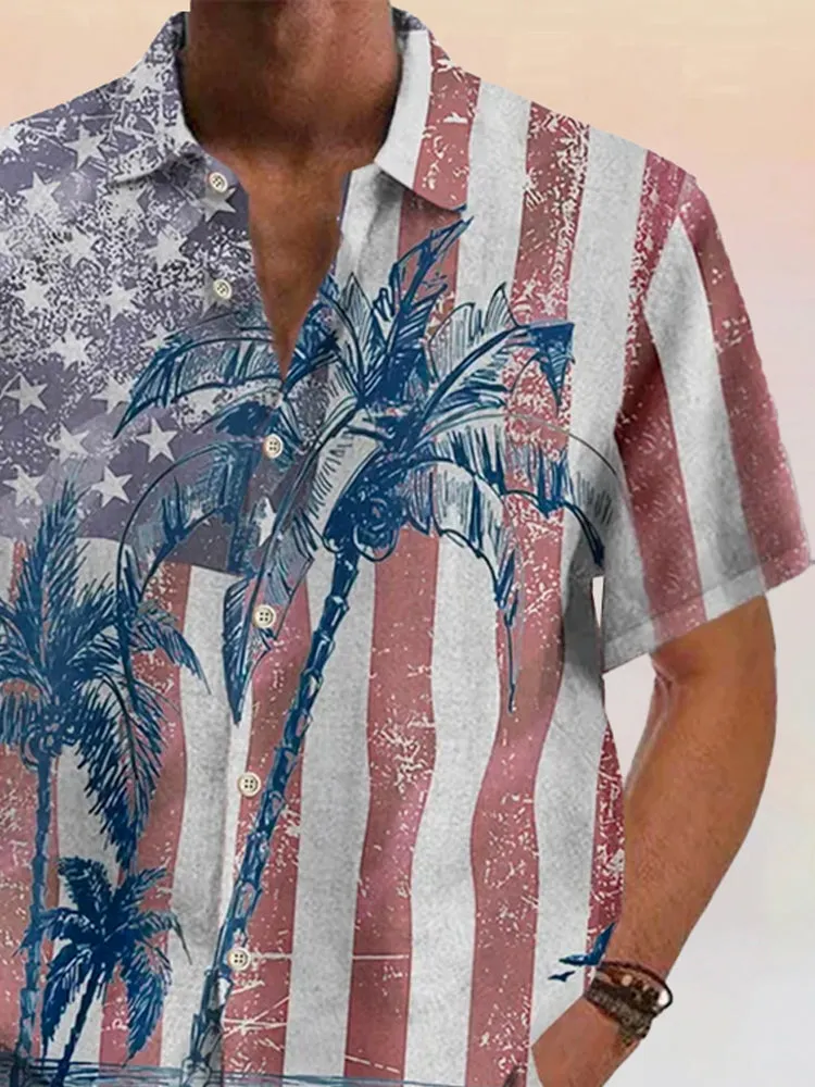 Coofandy Hawaiian Graphic Cotton Linen Shirt