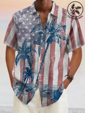 Coofandy Hawaiian Graphic Cotton Linen Shirt