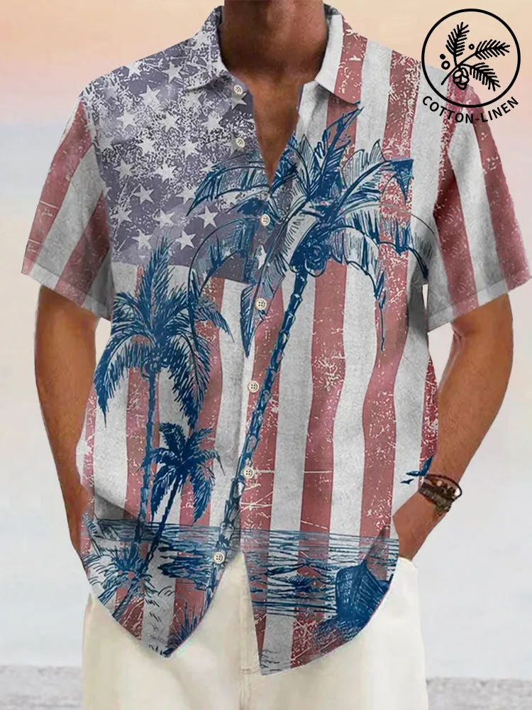 Coofandy Hawaiian Graphic Cotton Linen Shirt