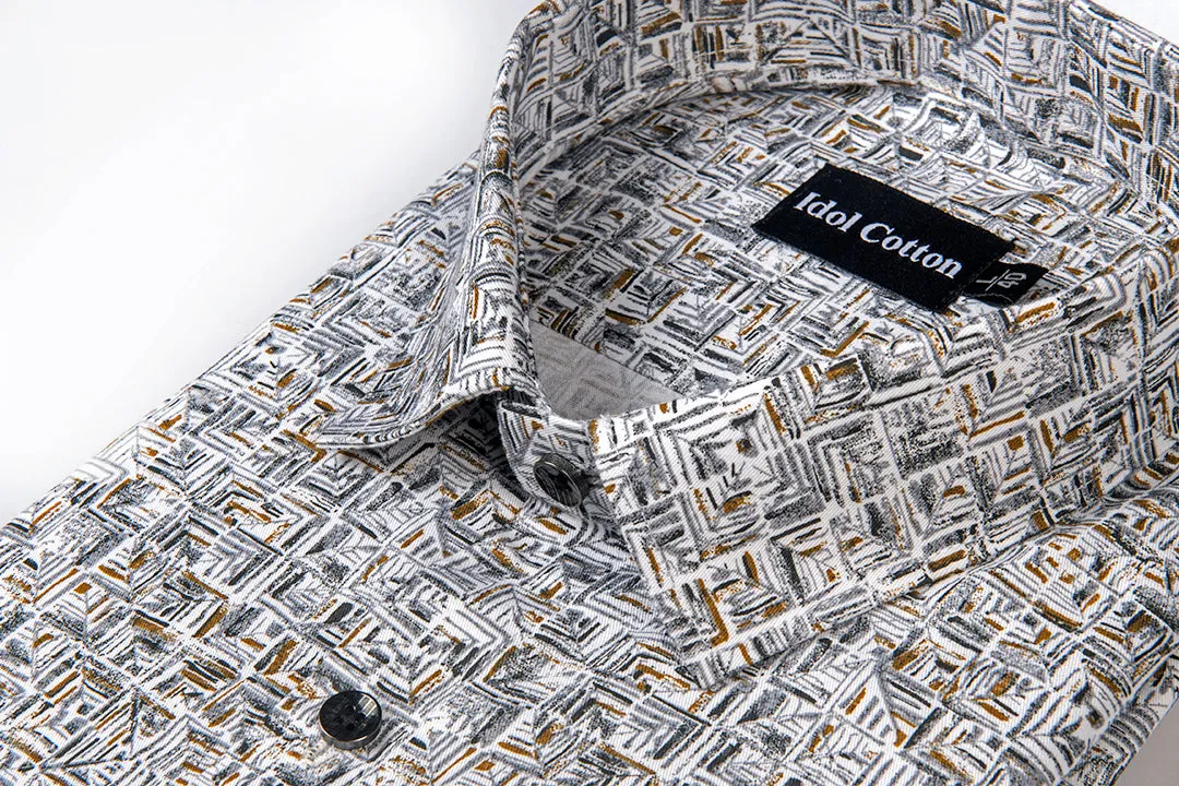Cotton linen Sapphire print  still grey with brown touch  3D print