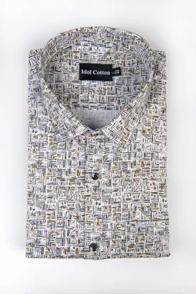 Cotton linen Sapphire print  still grey with brown touch  3D print