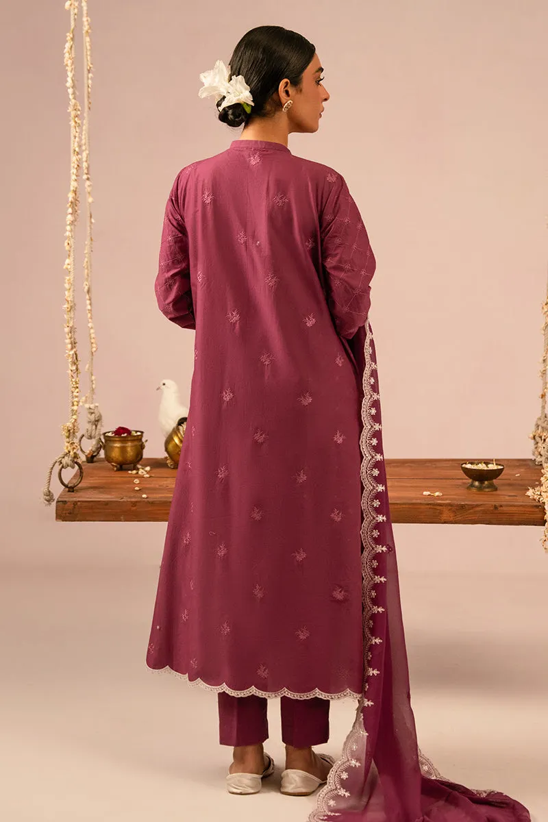 Cross Stitch Embroidered Mahiri Lawn – VIOLET QUARTZ