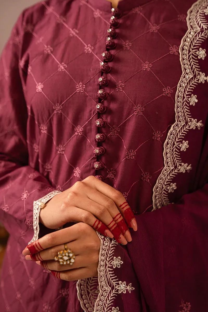 Cross Stitch Embroidered Mahiri Lawn – VIOLET QUARTZ
