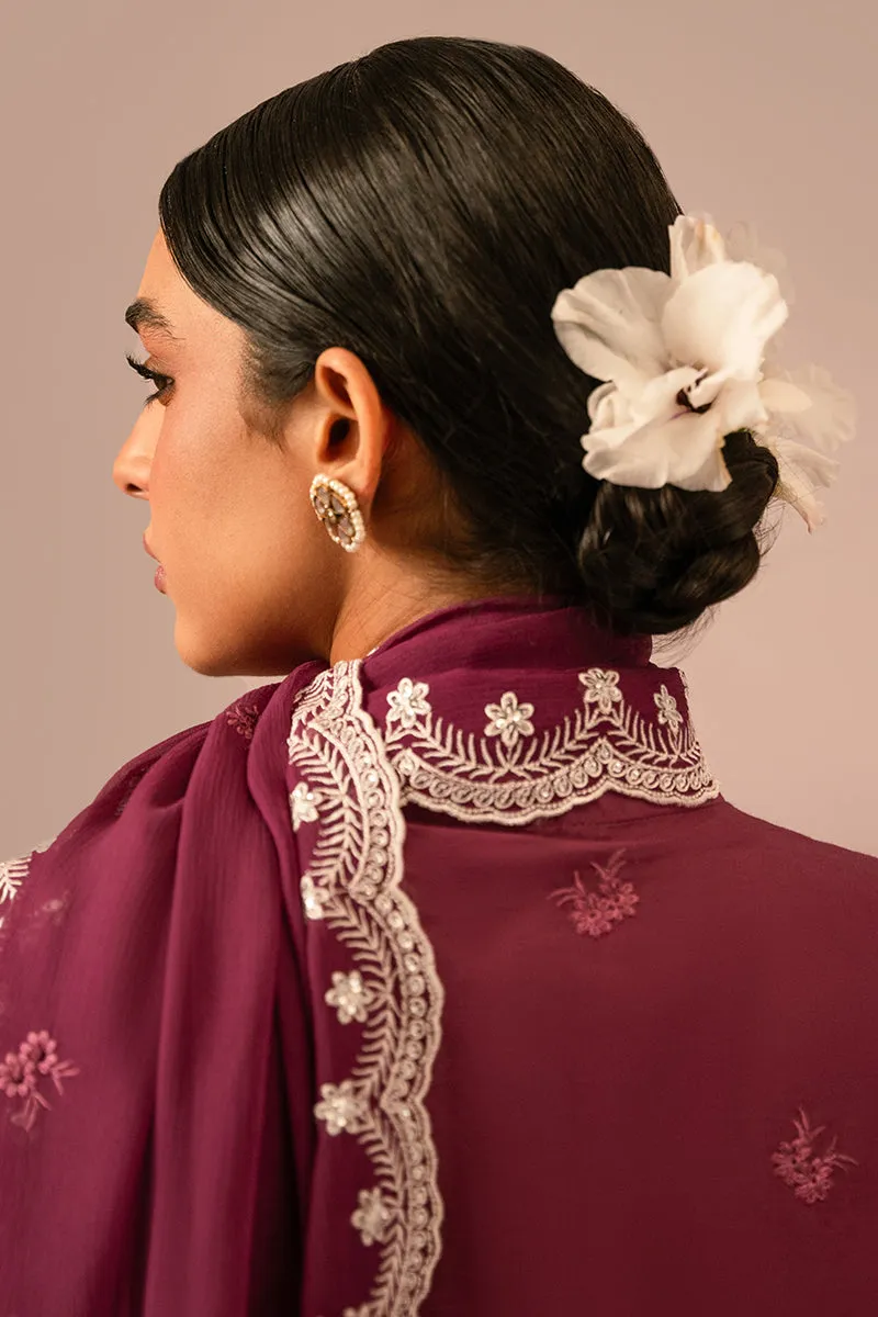 Cross Stitch Embroidered Mahiri Lawn – VIOLET QUARTZ