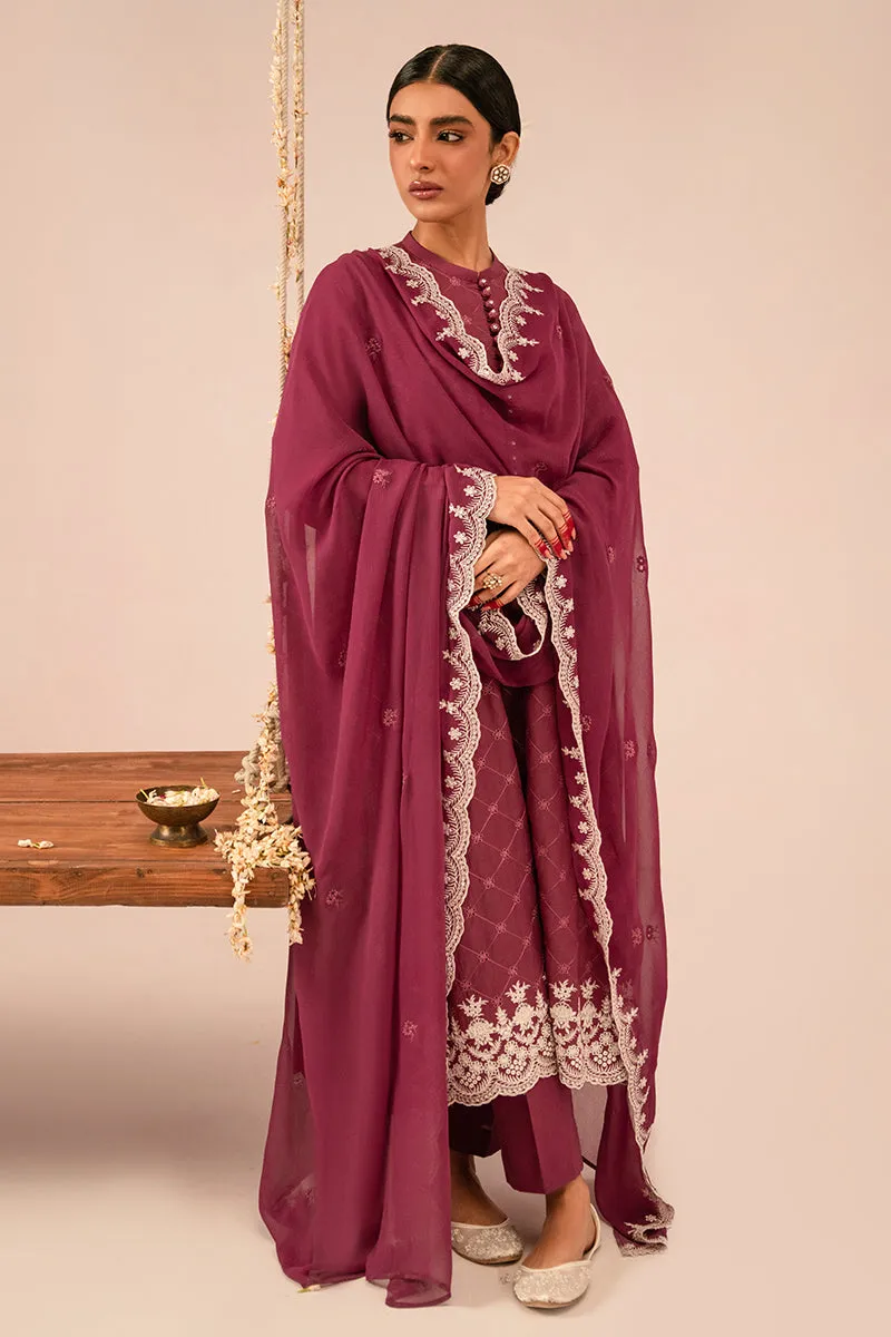 Cross Stitch Embroidered Mahiri Lawn – VIOLET QUARTZ