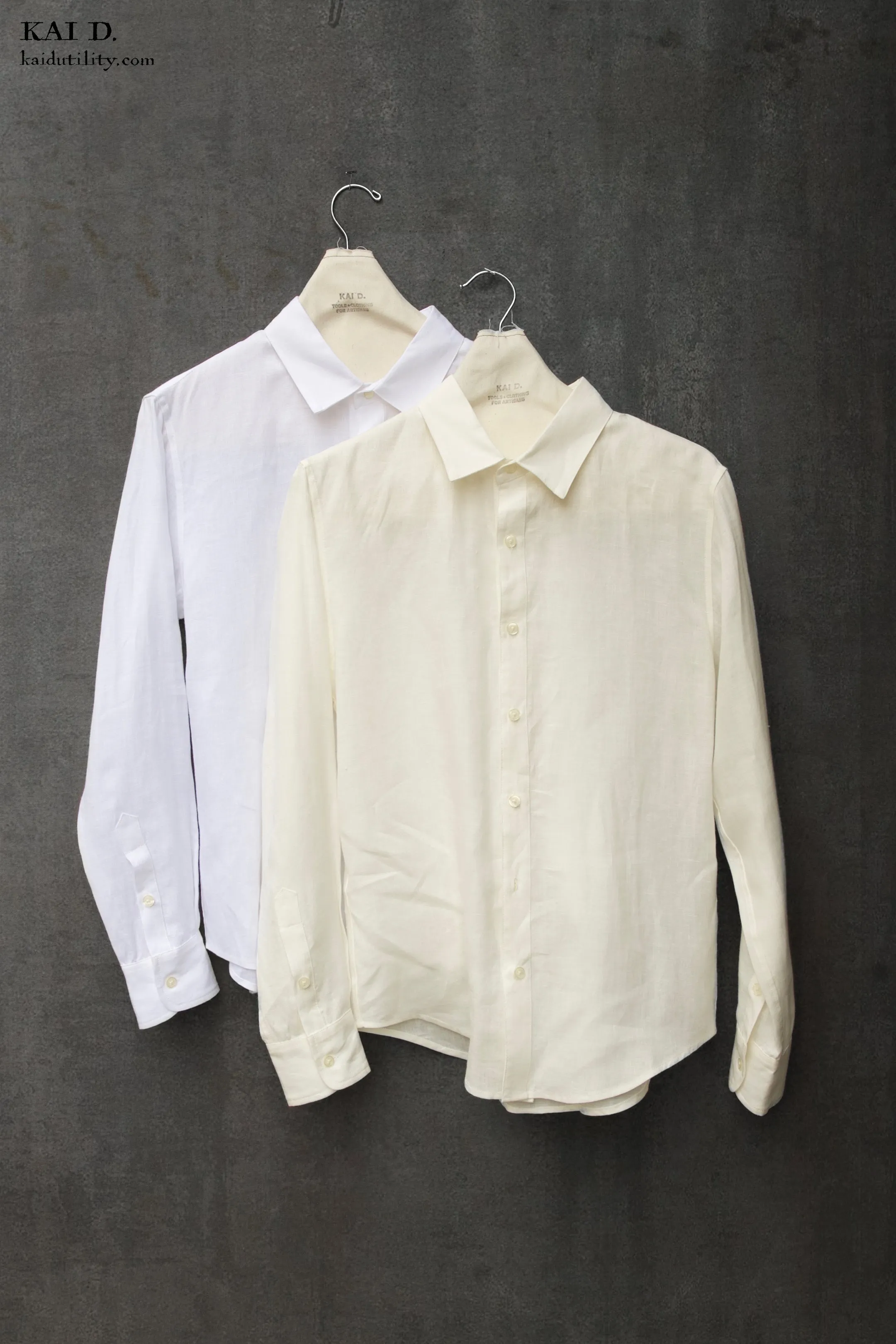 Delancey Shirt - Belgian Linen - Oyster White - M, L, XXL