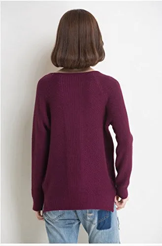 DH APPLE Autumn Winter Basic Casual Cashmere Pullover Sweater (S, Red)