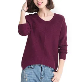 DH APPLE Autumn Winter Basic Casual Cashmere Pullover Sweater (S, Red)