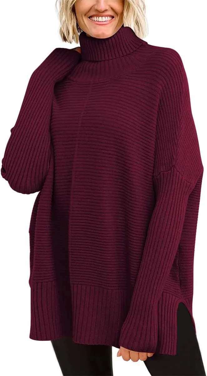 EFAN Women's Turtleneck Oversized Sweaters Fall Outfits Clothes Trendy Fashion Long Pullover Knit Winter Tunic 2025