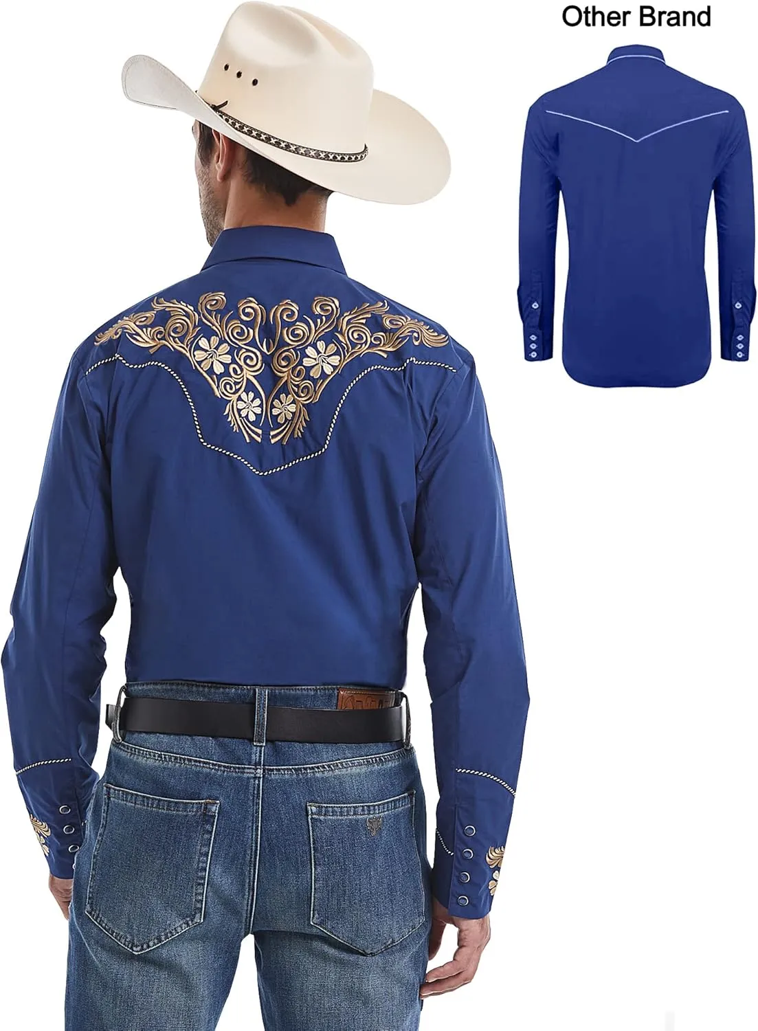 EL PIONERO Men's Western Shirt Long Sleeve Embroidered Cowboy Casual Snap Button Shirt