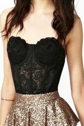Floral Lace Crop Top Bustier